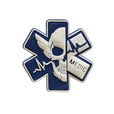 INCOOL 3D PVC Medical PARAMEDIC Skull Tactical Moral Patch Blue-White | KNAMAO.