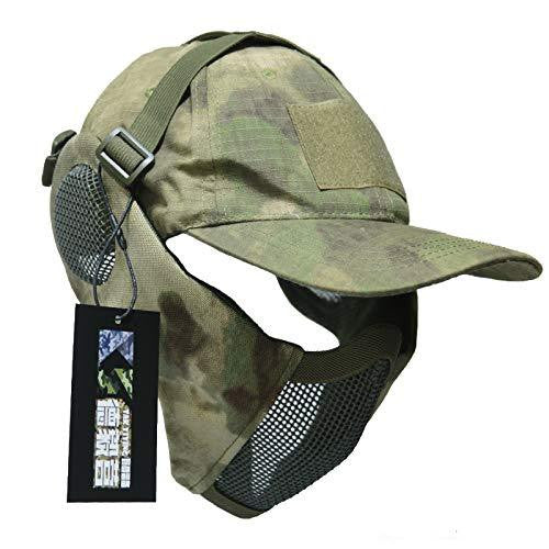 NO B Tactical Foldable Mesh Mask with Ear Protection for Airsoft Paintball with Adjustable Baseball Cap A TACS-FG | KNAMAO.