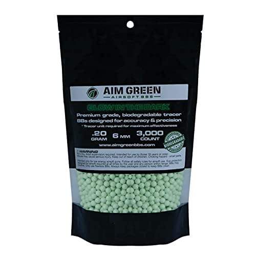 Aim Green Glow in The Dark Biodegradable Airsoft BBS 6mm - 3.000 - KNAMAO