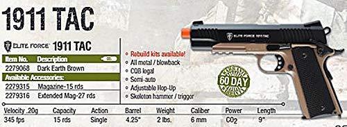 Elite Force 1911 TAC Blowback 6mm BB Pistol Airsoft Gun FDE-Black | KNAMAO.