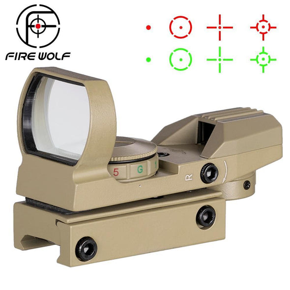 Fire Wolf 372 Holographic Reflex Sights Green-Red Dot for 20mm Rail Mount Tan | KNAMAO.
