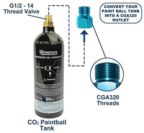 Gurlleu Universal Paintball Tank CO2 CGA320 Adapter Male-G1/2-Female | KNAMAO.