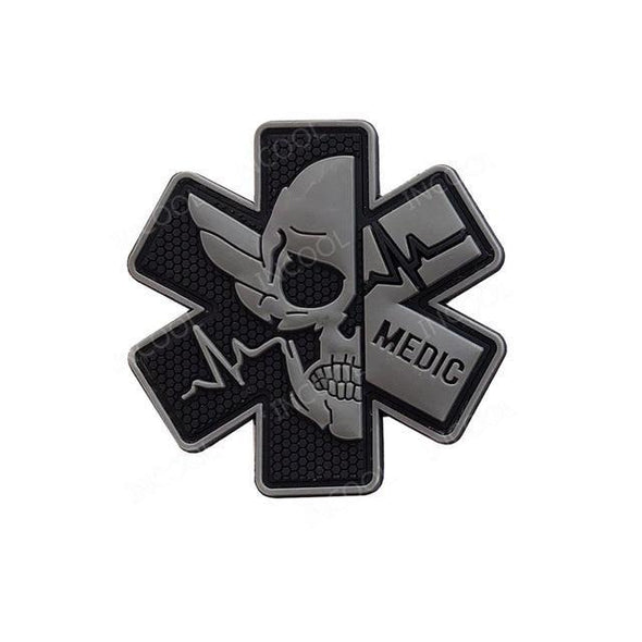 INCOOL 3D PVC Medical PARAMEDIC Skull Tactical Moral Patch Black-Grey | KNAMAO.