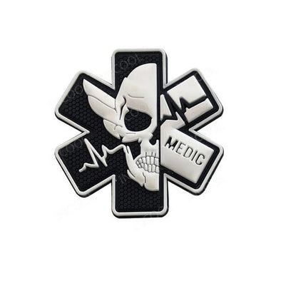 INCOOL 3D PVC Medical PARAMEDIC Skull Tactical Moral Patch Black-White | KNAMAO.