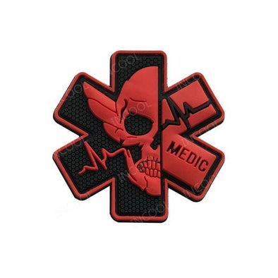 INCOOL 3D PVC Medical PARAMEDIC Skull Tactical Moral Patch Red | KNAMAO.