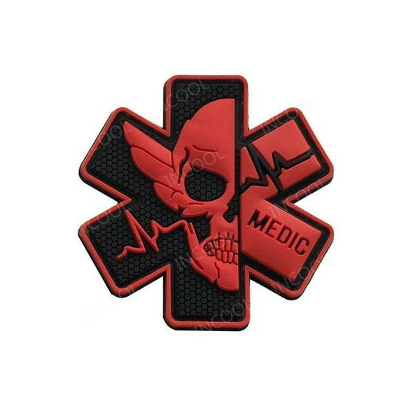 INCOOL 3D PVC Medical PARAMEDIC Skull Tactical Moral Patch Red | KNAMAO.