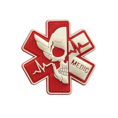 INCOOL 3D PVC Medical PARAMEDIC Skull Tactical Moral Patch Red-White | KNAMAO.