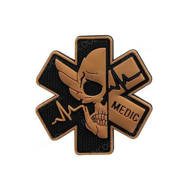 INCOOL 3D PVC Medical PARAMEDIC Skull Tactical Moral Patch Tan | KNAMAO.