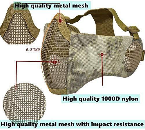 Jadedragon PJ Tactical Fast Helmet + Protect Ear Foldable Double Straps Half Face Mesh Mask + Goggle A TACS-AU | KNAMAO.