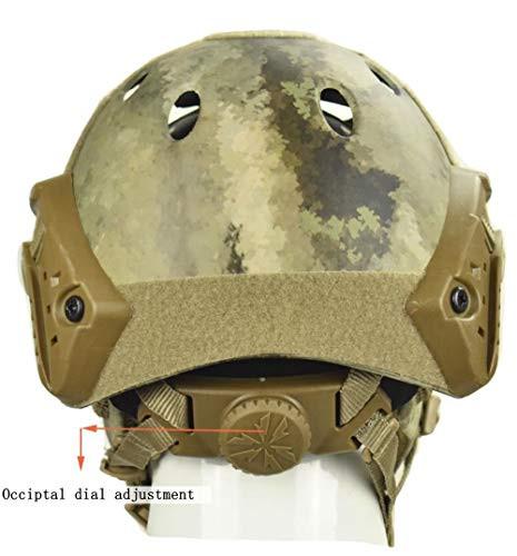 Jadedragon PJ Tactical Fast Helmet + Protect Ear Foldable Double Straps Half Face Mesh Mask + Goggle A TACS-AU | KNAMAO.