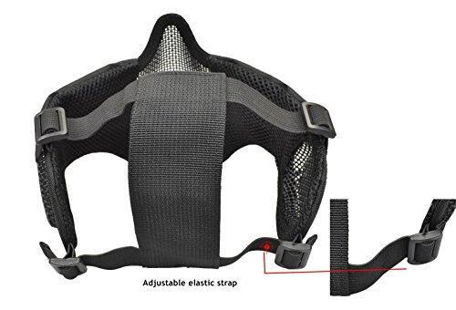 Jadedragon PJ Tactical Fast Helmet + Protect Ear Foldable Double Straps Half Face Mesh Mask + Goggle Black | KNAMAO.