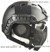 Jadedragon PJ Tactical Fast Helmet + Protect Ear Foldable Double Straps Half Face Mesh Mask + Goggle Black | KNAMAO.