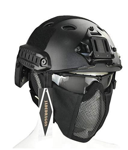 fast helmet goggles Jadedragon PJ Tactical Fast Helmet Half Face Mesh Mask Goggle Black