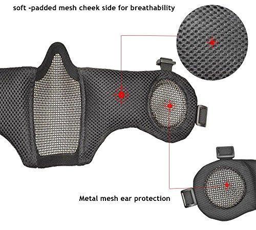 Jadedragon PJ Tactical Fast Helmet + Protect Ear Foldable Double Straps Half Face Mesh Mask + Goggle Black | KNAMAO.