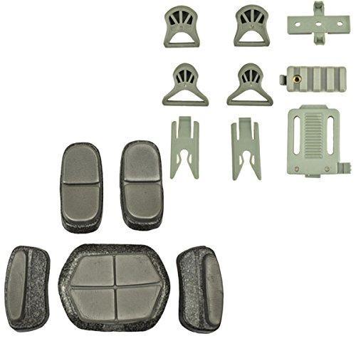 Jadedragon PJ Tactical Fast Helmet + Protect Ear Foldable Double Straps Half Face Mesh Mask + Goggle Green | KNAMAO.