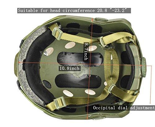 Jadedragon PJ Tactical Fast Helmet + Protect Ear Foldable Double Straps Half Face Mesh Mask + Goggle Green | KNAMAO.