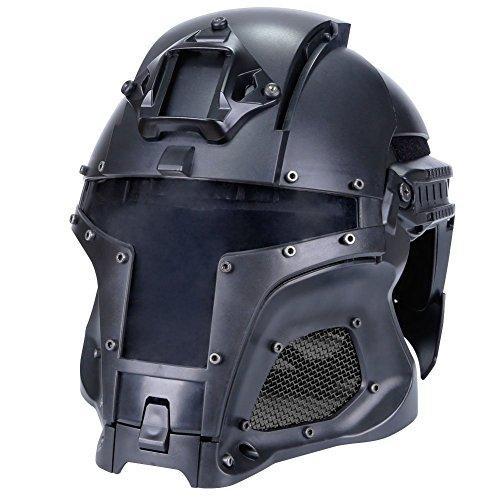 LEJUNJIE Airsoft Tactical Military Full Face Mask Helmet Black LEJUNJIE Airsoft Tactical Military Full Face Mask Helmet Black