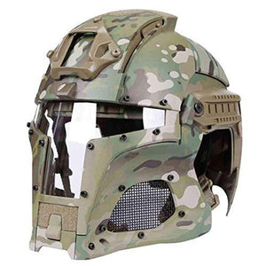 Casque Tactique Militaire Complet Avec Masque Intégré - Protection Tête Et Visage - Pour Airsoft, Paintball, Survival