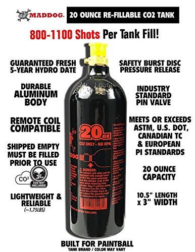 Maddog 20 Oz Refillable Aluminum CO2 Paintball Tank Black | KNAMAO.