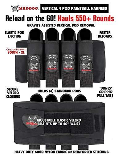thumbnail image 2 of Maddog Pro 5+4 Pod Paintball Harness - Black, Holds 5 Pods + 4 Tubes, Model 2240PRO54 2 of 2