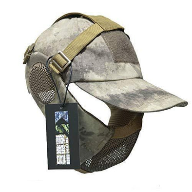 NO B Tactical Foldable Mesh Mask with Ear Protection for Airsoft Paintball with Adjustable Baseball Cap A TACS-AU | KNAMAO.