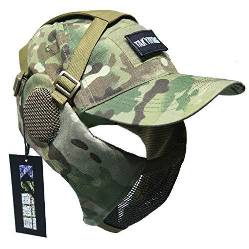 NO B Tactical Foldable Mesh Mask with Ear Protection for Airsoft Paintball with Adjustable Baseball Cap Multicam | KNAMAO.