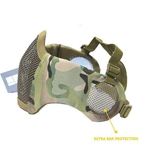 NO B Tactical Foldable Mesh Mask with Ear Protection for Airsoft Paintball with Adjustable Baseball Cap Multicam | KNAMAO.