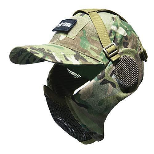 NO B Tactical Foldable Mesh Mask with Ear Protection for Airsoft Paintball with Adjustable Baseball Cap Multicam | KNAMAO.