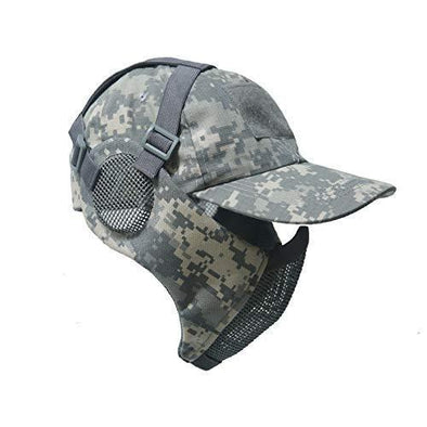 NO B Tactical Foldable Mesh Mask with Ear Protection for Airsoft Paintball with Baseball Cap ACU | KNAMAO.