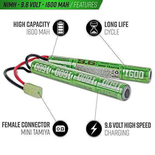 Valken Airsoft Battery-Charger Combo-NiMh 9.6V 1600mAh Split Style Battery 1-Amp Smart Charger | KNAMAO.