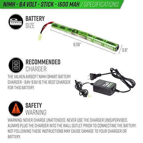 Valken Airsoft Battery NiMH 8.4v 1600mAh Mini Stick Style | KNAMAO.