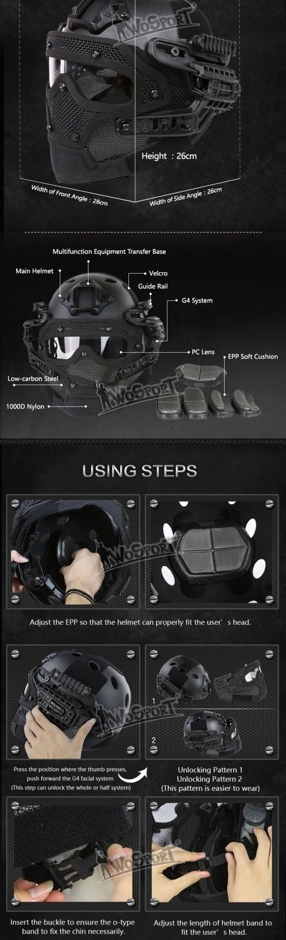 VULPO G4 Airsoft Tactical Helmet With Goggle | KNAMAO.